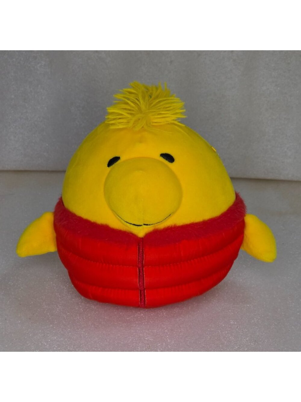 Squishmallows Peanuts Woodstock Yellow Bird Red Puffer Jacket Plush 6" Jazwares